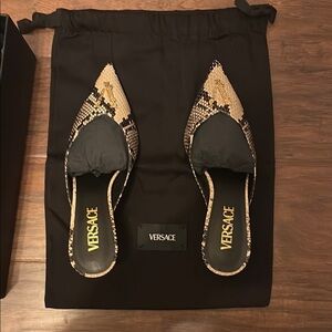 Versace Snakeskin Mules - Black and Cream